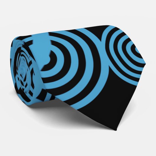 Hypnotiserende cirkels - blauw stropdas (Opgerold)