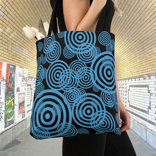 Hypnotiserende cirkels - blauw tote bag