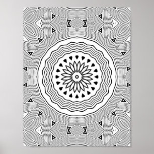 Hypnotiserende golf mandala met geometrische lagen poster