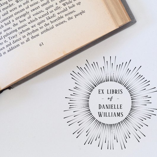 Hypnotisering Sun Rays Ex Libris Custom Name Book Zelfinktende Stempel