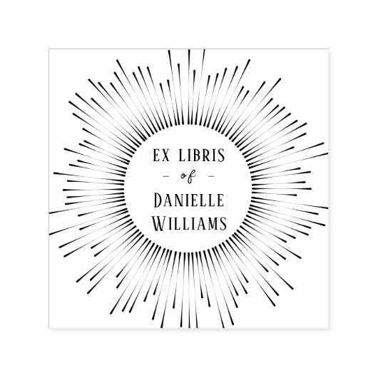 Hypnotisering Sun Rays Ex Libris Custom Name Book Zelfinktende Stempel (Design)