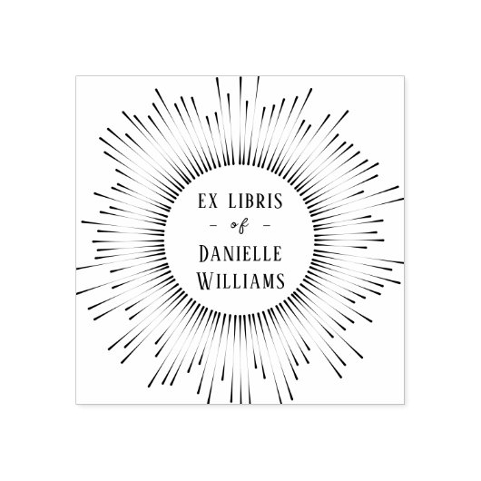 Hypnotisering Sun Rays Ex Libris Custom Name Libra Rubberstempel (Afrduk)
