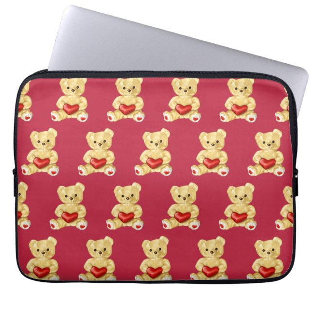 Hypnotisering van Cute Teddy Bear Pattern Kinderen Laptop Sleeve (Voorkant)