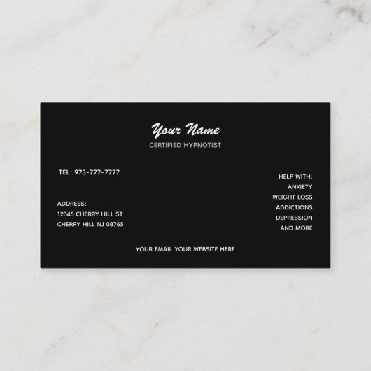 Hypnotist Slogans Visitekaartjes (Achterkant)