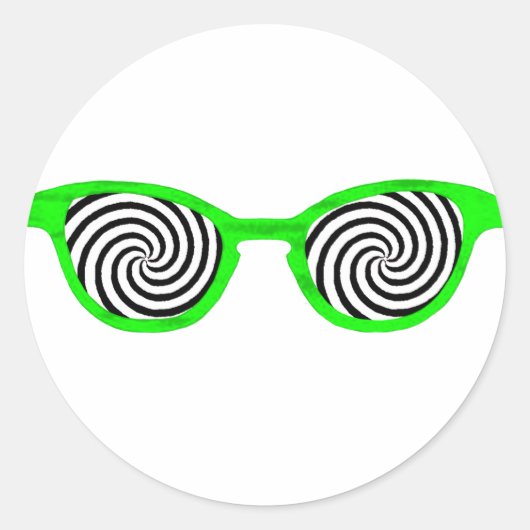 Hypnotize Zonnebril Groene Rand De MUSEUM Zazzle G Ronde Sticker (Voorkant)