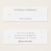 Hypoallergene Kaart voor juwelenweergave (Voorkant /achterkant)