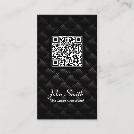 Hypothecaire agent Elegant Dark QR Code Visitekaartje (Voorkant)