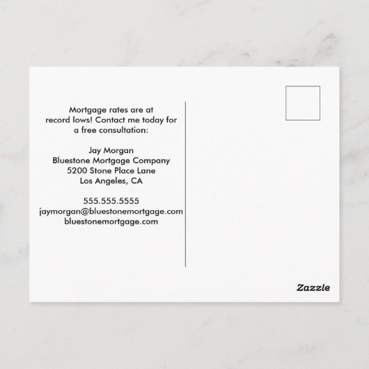 Hypothecaire Bedrijf Refinance Uw Marketingen van  Briefkaart (Achterkant)