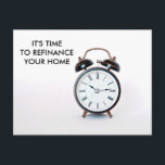 Hypothecaire Bedrijf Refinance Uw Marketingen van  Briefkaart<br><div class="desc">Adverteer uw hypotheekbedrijf,  bank,  of kredietunie met deze tijd om briefkaart te herfinancieren. Neem contact op met oude huiseigenaars voor herfinanciering of contact op met nieuwe klanten. Deze eenvoudige klok maakt een opvallende promotie. Voeg uw bedrijfsinformatie op de rug voor cliënten toe.</div>