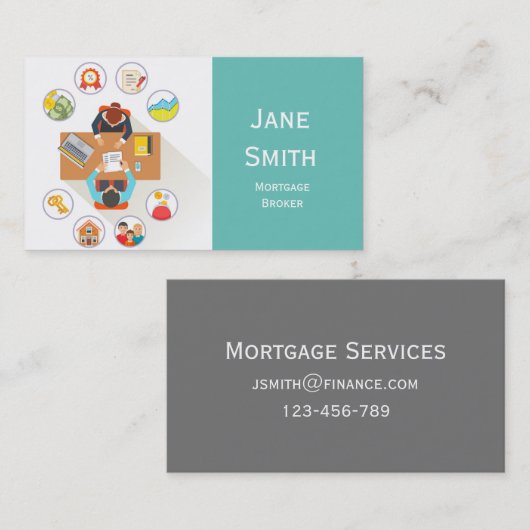 Hypothecaire diensten, diensten van makelaars in h visitekaartje (Voorkant / Achterkant)