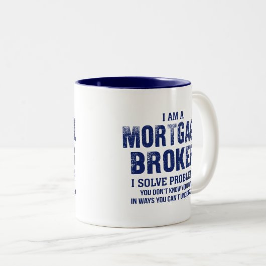 Hypothecaire makelaar I lost problemen op Tweekleurige Koffiemok (Voorkant rechts)