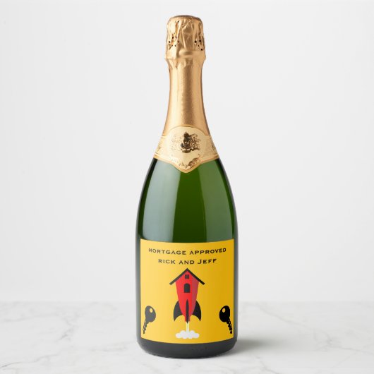 Hypotheek goedgekeurd sparkling wijnetiket (Voorkant)