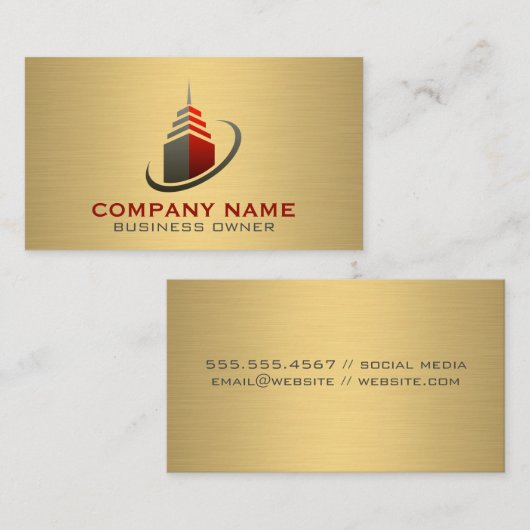 Hypotheek Sky Scraper Building Icon Visitekaartje (Voorkant / Achterkant)