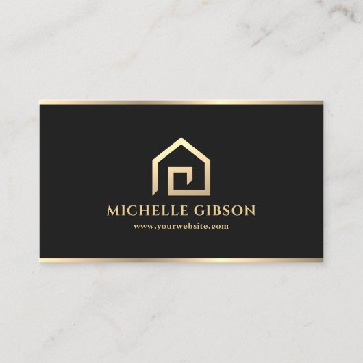 Hypotheekmakelaar Minimal House Realtor Zwart Visitekaartje (Voorkant)