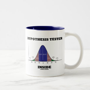 Hypothese Tester Binnen (Bell Curve Humor) Tweekleurige Koffiemok