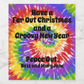 Hypy Tie Dye Tekening: "Verre Kerstmis" Wijn Etiket (Enkel label)