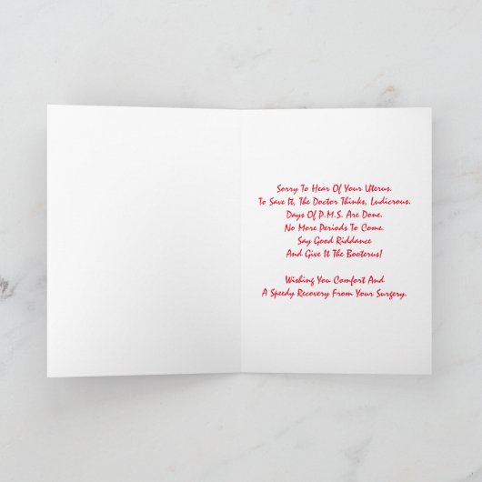 Hysterectomie Funny krijgt goed Kaart gedicht (Binnen)