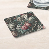 Hysteria Hides in the Blooms – Gothic Victorian Kartonnen Onderzetters (Schuin)