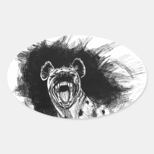 Hysterische Hyena Ovale Sticker (Voorkant)
