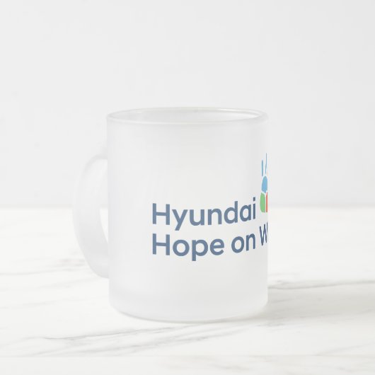 Hyundai Hope on Wheels Frosted Coffee Mug Matglas Koffiemok (Voorkant links)