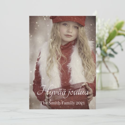 Hyvää joulua feestdagenkaart (Staand voorkant)