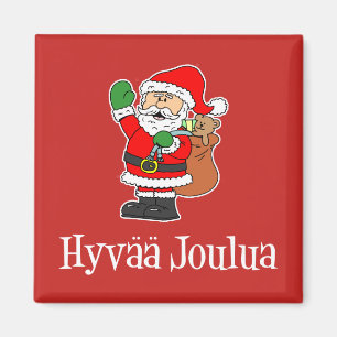 Hyvaa Joulua Finnish Christmas Santa (RED) Magneet