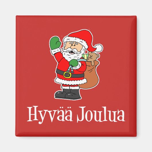 Hyvaa Joulua Finnish Christmas Santa (RED) Magneet (Voorkant)