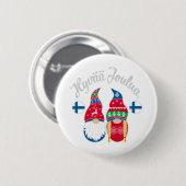Hyvaa joulua finnish merry kerstfinland tontt ronde button 5,7 cm (Voorkant /achterkant)