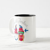 Hyvaa joulua finnish merry kerstfinland tontt tweekleurige koffiemok (Voorkant links)