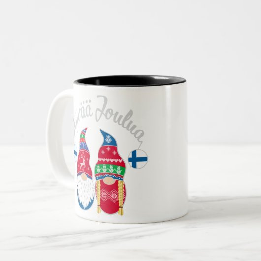 Hyvaa joulua finnish merry kerstfinland tontt tweekleurige koffiemok (Voorkant links)