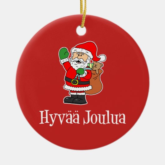 Hyvaa Joulua Fins kerstkerstkerstkerstkerstkerstke Keramisch Ornament (Voorkant)