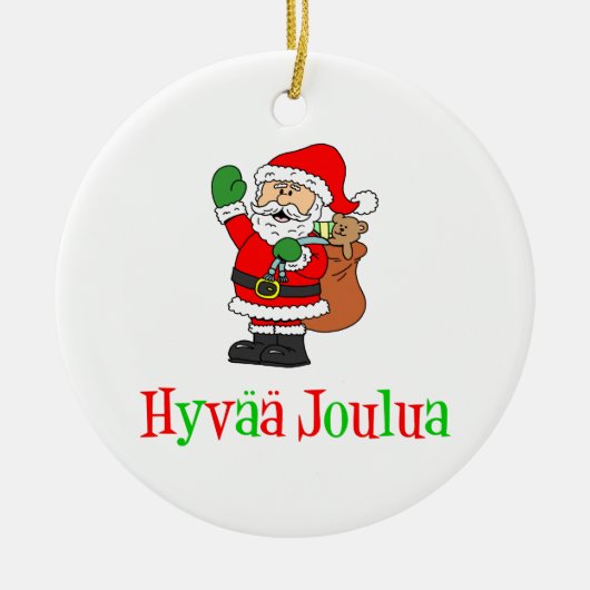 Hyvaa Joulua Fins kerstkerstkerstkerstkerstkerstke Keramisch Ornament (Voorkant)