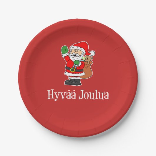 Hyvaa Joulua Finse kerstman (RED) Papieren Bordje (Voorkant)