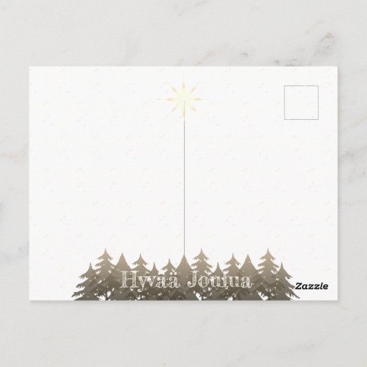 Hyvää Joulua Gold Sterrennacht Snowfall Trees Briefkaart (Achterkant)