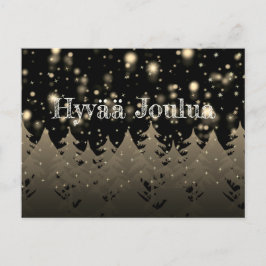 Hyvää Joulua Gold Sterrennacht Snowfall Trees Briefkaart