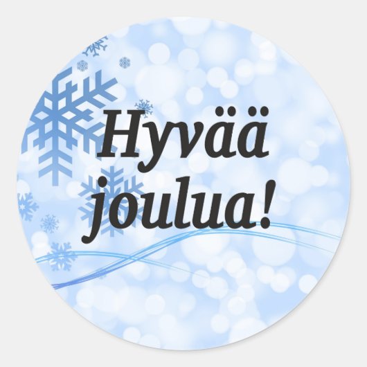 Hyvää joulua! Vrolijk kerstfeest in Finse bf Ronde Sticker (Voorkant)