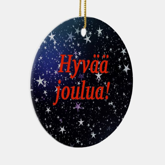 Hyvää joulua! Vrolijk kerstfeest in het Fins rf Keramisch Ornament (Rechts)