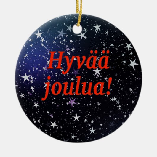 Hyvää joulua! Vrolijk kerstfeest in het Fins rf Keramisch Ornament (Voorkant)