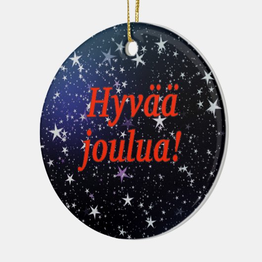 Hyvää joulua! Vrolijk kerstfeest in het Fins rf Keramisch Ornament (Links)