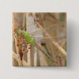 I1 Groene Libel Vierkante Button 5,1 Cm