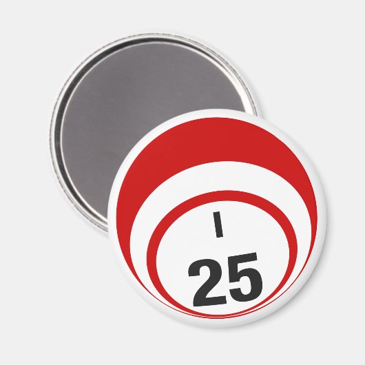 I25 bingobal koelkastmagneet magneet (Voorkant / Achterkant)