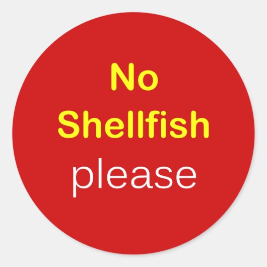 i5 - Voedselverzoek ~ GEEN SCHELPDIEREN GELIEVE. Ronde Sticker (Voorkant)