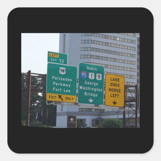 I95 snelwegteken voor de George Washington Bridge. Vierkante Sticker (Voorkant)
