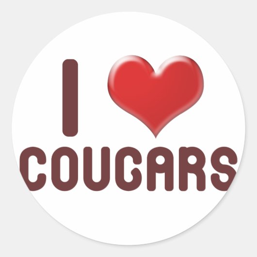 I <3 Cougars Ronde Sticker (Voorkant)