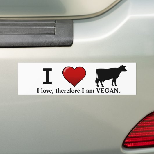 I <3 koeien (dierrechtenontwerp van Marlaina) Bumpersticker (Op auto)