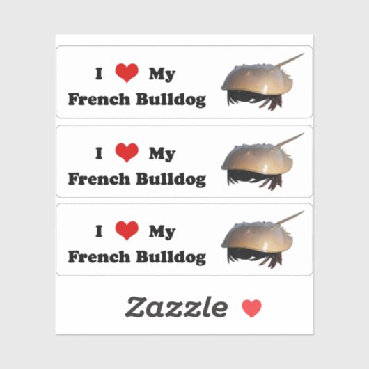 I <3 my french bulldog (horseshoe crab) sticker (Vel)