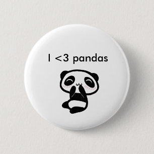 I <3 panda's ronde button 5,7 cm