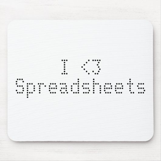 I <3 spreadsheets muismat (Voorkant)