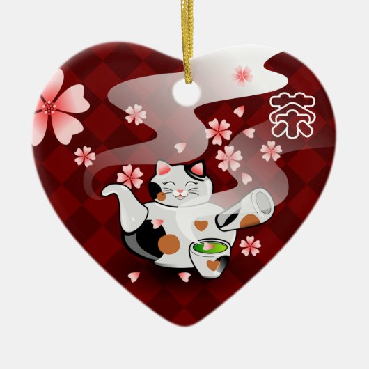 I <3 Tea Maneki Neko Sakura ornament (Voorkant)