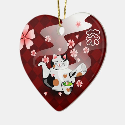 I <3 Tea Maneki Neko Sakura ornament (Links)